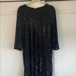 Black Sequin Party Dress - Elegant Evening Shift